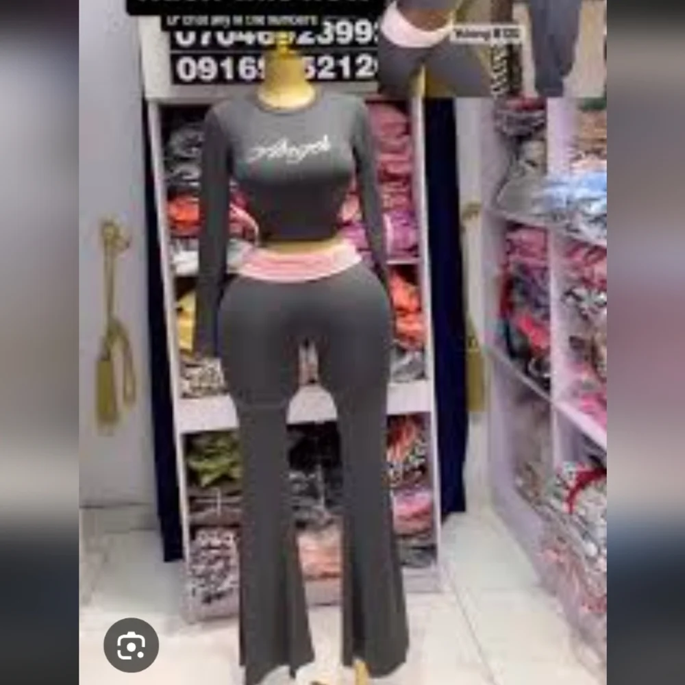 Fashion Nova Charcoal Long Sleeve Top with 'Angel' Detail - Picture 5 of 7